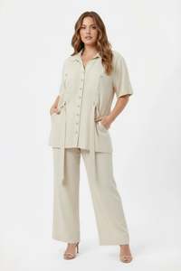 Nouvel ensemble deux pièces blazer et pantalon en lin et viscose grande taille pour femme 2026 pour l'exportation en gros - Product Image 3