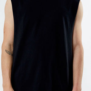 T-shirts sans manches pour hommes, coupe ample, séchage rapide, coton côtelé, logo imprimé personnalisé, t-shirt sans manches de sport d'été pour hommes - Product Image 6