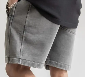 Venta al por mayor de pantalones cortos de algodón para hombre de entrenamiento sin bolsillos pantalones cortos de gimnasio de alta calidad transpirable OEM lavado ácido pantalones cortos - Product Image 2