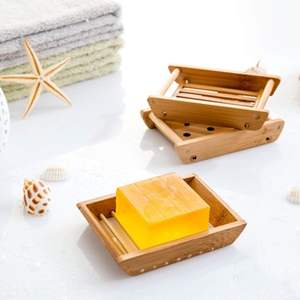 2 packs de porte-savon en bois de bambou, support de rangement pour douche, plaque de plateau pour salle de bain, douche, évier de cuisine - Product Image 5