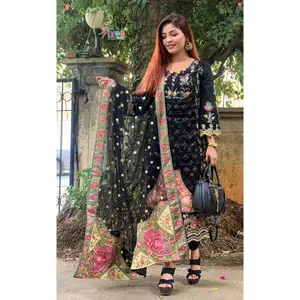 Chất lượng hàng đầu hấp dẫn dân tộc quần áo tinh khiết bông salwar kameez với dupatta với công việc thêu mua sắm trực tuyến ấn độ