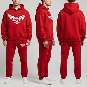 ชุดวอร์มผู้ชายทรงปกติ ผ้าฟลีซคอตตอน 100% สไตล์สตรีทแวร์ สีพื้น ระบายอากาศได้ดี ชุดเซ็ทสองชิ้นสั่งทำได้ - Product Image 1