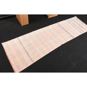 Alfombra de lana de retazos Rosa moderna, alfombra turca de tejido plano de 2,4x7,8 pies con respaldo de látex para decoraciones de sala de estar - Product Image 2