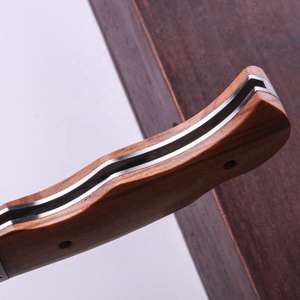 Couteau de poche pliant en acier Damas à 110 couches, outil de camping et d'extérieur avec manche en bois, personnalisable en cuir, DIY, OEM - Product Image 6