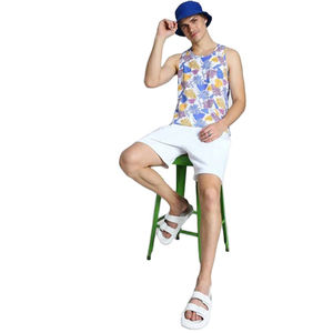 Camiseta sin mangas para hombre con estampado de hojas multicolor a la moda, ropa de playa de verano personalizada, chaleco sin mangas para hombre, fabricante de ropa deportiva OEM ODM - Product Image 1