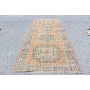 Alfombra de 4.7x10.9 pies, Alfombra Turca Vintage Grande, Alfombra de Lana Naranja - Product Image 1