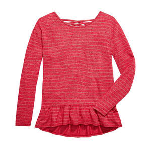 Top casual con schiena incrociata Epic Threads per ragazze grandi, rosso mélange a righe, taglia media - Product Image 1