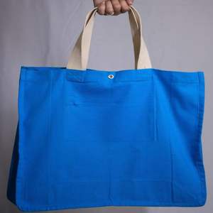 Bolsa de mano de algodón 100% ecológica personalizada, grande, resistente, reutilizable, bolsa de compras para comestibles, con mango superior, cierre de cremallera para llevar en la playa - Product Image 1