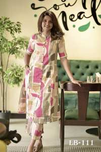 Coton Poly Rayonne Numérique Imprimé Co-Ord Ensemble Casual Wear Kurti avec Bas pour les Fêtes Prix de Gros Catalogue Disponible - Product Image 3