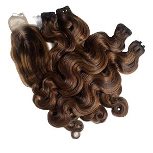 Extensiones de Cabello Natural Color Marrón, Cabello Virgen de un Solo Donante, Puntas Adhesivas, Precio al por Mayor, Frontal de Encaje, Ondulado - Product Image 4