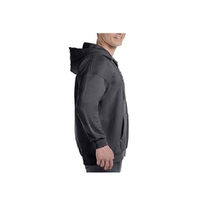 Nuevo diseño OEM Service Hombres 100% Algodón Manga larga Hombro Pendiente Cuello Cinta Color sólido Cómodo Zip Hoodie Bangladesh - Product Image 5