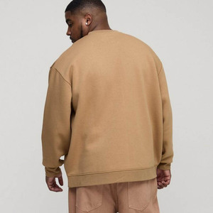 Alta calidad sostenible básico luz caqui más Loopback Regular Fit sudadera básica personalizada algodón mezclado sudadera al por mayor - Product Image 4