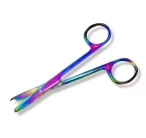 Tijeras de Sutura Recubiertas de Titanio Multicolores de Primera Calidad, Instrumento Recto de 4.5 Pulgadas, Gancho Delicado para Retirar Suturas - Product Image 1