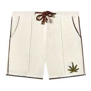 Conjunto de camisa y pantalones cortos de Cabannabis Cabana con rizo de algodón orgánico con hojas bordadas y botones de coco reales - Product Image 4