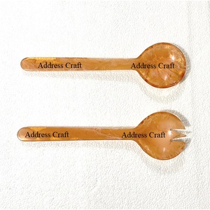 Ensemble de couverts à salade en résine à motif tourbillon, ensemble de cuillères et de fourchettes à salade de qualité supérieure, ustensiles de cuisine en résine, style vintage, outils à salade - Product Image 2