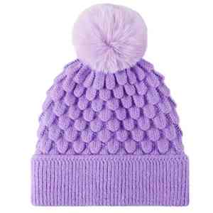 <b>Womens</b> Thick Fleece Lined Knitted <b>Beanies</b> With Fur Pom Bows & Camouflage Cartoon Design Warm Winter <b>Beanies</b> Hats - Product Image 4