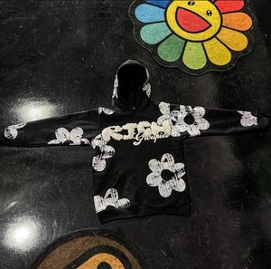 Custom logo Streetwear Full Print Cropped Pattern Casual Raw Hem Sweatshirts Unisex Cut Edge Puff Print Hoodie - Product Image 6