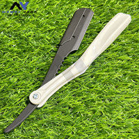 Porte-lame de rasoir droit pliable en acier inoxydable avec poignée en plastique, verrouillage pivotant, personnalisation OEM, pour barbier et rasage de la barbe