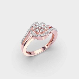 Anillo de Compromiso de Lujo para Mujer con Diamante Cultivado en Laboratorio de 1.0 Quilates, Corte Redondo, Montura de Tensión y Banda Dividida, Joyería de Regalo - Product Image 4