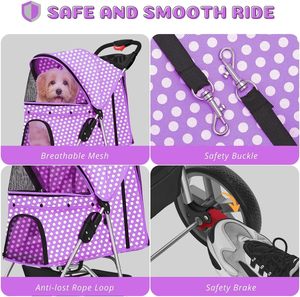 Carrito de paseo para mascotas sencillo y amigable, nuevo modelo de estructura de acero estilo cochecito para mascotas, para viajar, en el mercado, en el exterior, en el mercado, en el exterior - Product Image 5