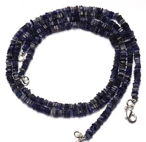 สร้อยคอหินไอโอไลต์สีน้ำเงินธรรมชาติ ขนาด 4 มม. ทรงสี่เหลี่ยมแบบเฮชิ ความยาว 17 นิ้ว แบบเต็มเส้น ผิวเรียบ ผลิตโดย Coszcalt Exports รหัสสินค้า DFRT8562522FG - Product Image 4