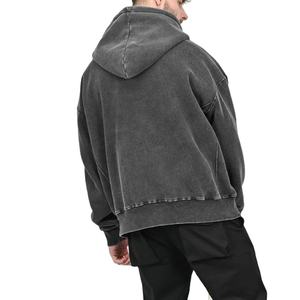 Vente chaude fabricant de streetwear vintage lavé à la neige lourd 100% coton pull uni surdimensionné sweats à capuche pour hommes - Product Image 4