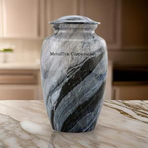 Aluminium Metal Cremation Urn For Ashes Black & White <b>Marble</b> Finish Classic American Adult Style Funeral Supplies Decorative <b>Jar</b> - Product Image 5