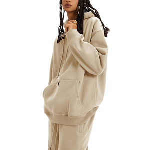 Custom Designer Women's Winter High Quality Cotton Fleece Hoodie Sweatpants Set Oversized Drop Shoulder <b>Tracksuit</b> Quick Dry - Product Image 4