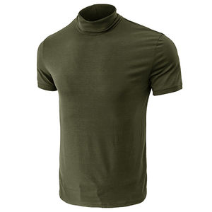 Camiseta de cuello alto de manga corta personalizada de OEM para hombre, ropa básica informal, Camiseta de cuello alto de tortuga - Product Image 3