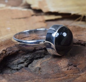 Onyx noir pierre précieuse bague faite à la main bijoux solide 925 en argent Sterling Style Boho bague en argent Sterling naturel 925 timbre bijoux - Product Image 3