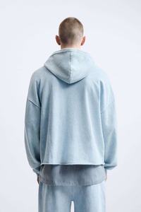 Sweat à capuche personnalisé en coton French Terry délavé, style vintage coréen, effet usé et délavé à l'acide, pour hommes - Product Image 3