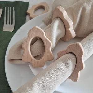 Porte-rond de serviette en bois rustique naturel fait à la main pour décor de table à manger de ferme dîner de mariage paramètres festifs - Product Image 5