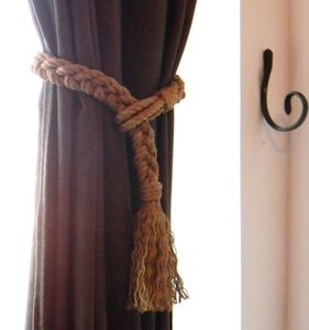 <b>Curtain</b> Tie Backs - Pigtail of Four Ropes - <b>Curtain</b> Holdbacks - Jute Rope - Product Image 1