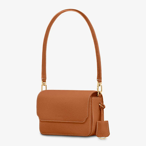 Bolso Bandolera de Cuero Genuino para Mujer, Diseño Minimalista con Patrón de Lichee, Correa Única, Cierre de Broche, Color Bronceado, para Uso Diario en Todas las Estaciones - Product Image 2