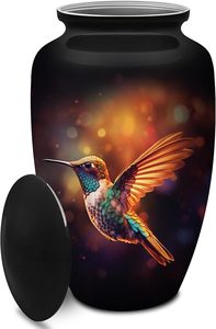 Urne décorative en aluminium colibri élégant adulte cendres humaines crémation Vase en métal de table belle conception commémorative - Product Image 3