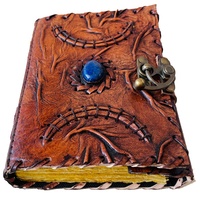 Libro de Hechizos Hocus Pocus, Libro Mágico con Diseño de Luna, Hecho a Mano, con Cubierta de Cuero Reciclado, 120 Páginas en Blanco