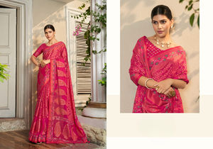 Patrón floral tradicional Georgette Pañuelo de seda Estilo étnico con acabado cálido Diseño floral Burnout - Product Image 2