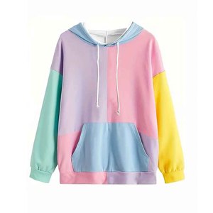 <b>Women</b> Solid Pullover Hoodie Factory High Quality Long Sleeve Oversized Sports Casual Winter Colorblock <b>Pattern</b> Hoodie 2025 - Product Image 1