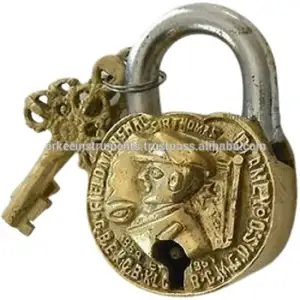 复古风格挂锁海船长锁老式挂锁中世纪和西方系列，古董全功能黄铜锁