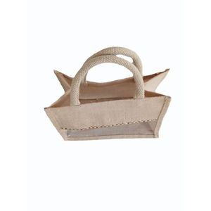 Bolsa de Vino Reutilizable de Yute con Ventana de UPVC, Bolsa Ecológica para Botellas, Exhibición Transparente, Bolsa de Regalo con Logotipo Personalizado - Product Image 3