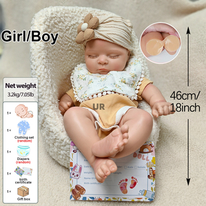 Cậu bé mũm mĩm tái sinh bé búp bê 18inch sơn ngủ trẻ sơ sinh bé kích thước 3D da có thể nhìn thấy tĩnh mạch thu nghệ thuật búp bê - Product Image 5