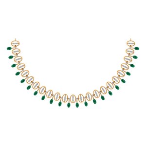 Collier en or rose 14K/18K Accents de diamants naturels pierres vert émeraude Bijoux fins solides pour les mariages et les fêtes Cadeau IGI - Product Image 3
