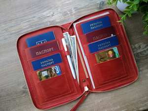 Monogramme Famille Bouton Fermeture Éclair En Cuir Véritable Vintage Passeport Titulaire Voyage Portefeuille Cas LFPH-0050C - Product Image 4