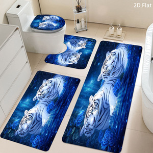Ensemble de tapis de salle de bain antidérapants en flanelle imprimés sur mesure pour la salle de bain, rideau de douche antidérapant, tapis de bain - Product Image 1