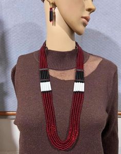 Collar de cuentas de semillas de cristal de calidad hecho a mano con conjunto de pendientes, cadenas de gargantilla de declaración para mujer, regalo de joyería elegante para mujer - Product Image 6