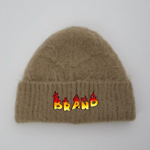 Design tendance Bonnets tricotés en jacquard de couleur unie pour hommes Bonnet chaud d'hiver en mohair avec broderie de logo personnalisé Casquettes pour hommes - Product Image 3