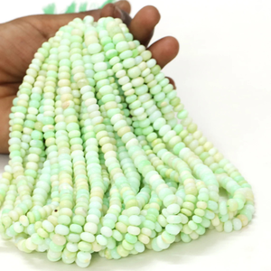 Hermosas Cuentas de Ópalo Verde Pálido en Forma de Rondel Liso, Cuentas de Piedras Preciosas de Rondel Liso Verde de 7-10 mm, Cuentas de Calidad AAA al por Mayor - Product Image 1