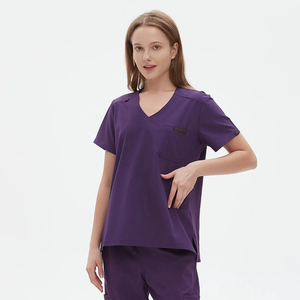 Costume d'uniforme médical de gommage de mode à logo personnalisé combinaisons de gommage d'infirmière à col en V - Product Image 1