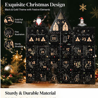 Maßgefertigter Schlossförmiger Weihnachts-Adventskalender im Buchstil aus Hartpappe mit Goldfolie OEM Mystery-Geschenkverpackung