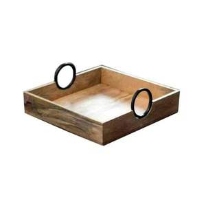 Plateaux de service en bois faits à la main de vente chaude avec poignée carrée et ronde exportés pour la vente - Product Image 1
